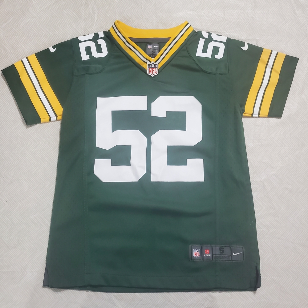 Nike Kids Small Green Bay Packers Green & Yellow NFL Jersey - #52 Matthews